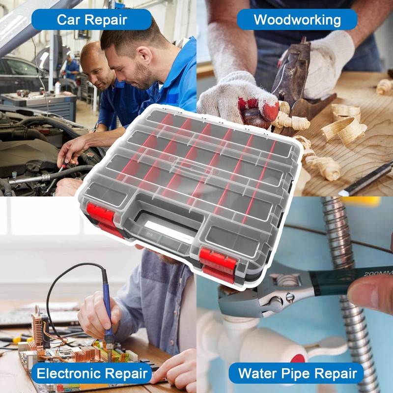 Double Side Tool Box Organizer, Hardware Storage Box, Portable Small