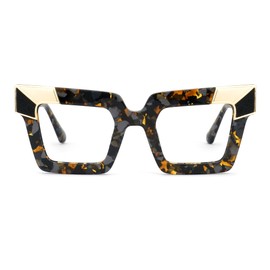 Zeelool Sqaure Glasses Frame for Women, Acetate Stylish Eyeglasses Frame with Non-prescription Clear Lenses ZJGA675299-03 Tortoise