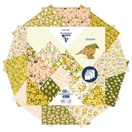 Clairefontaine 95378C - 60 fogli di carta Origami 70g/m², 3 misure: 10x10cm, 15x15cm, 20x20cm, 10 Motivi colori assortiti 2 fogli per misura ), Hobby creativi per adulti, primavera