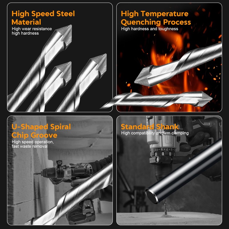 10Pcs Drywall Cutting Tools 3/16" Guide Point Cutting Bits,Drywall Bit