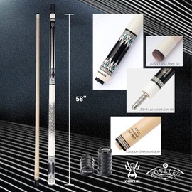 KONLLEN Pool Cue Stick 10.5mm 11.5mm 12.5mm Tiger Tip Low Deflection Billiard Cue 3/8x8 Radial Pin Billiard cues with Extension and Case