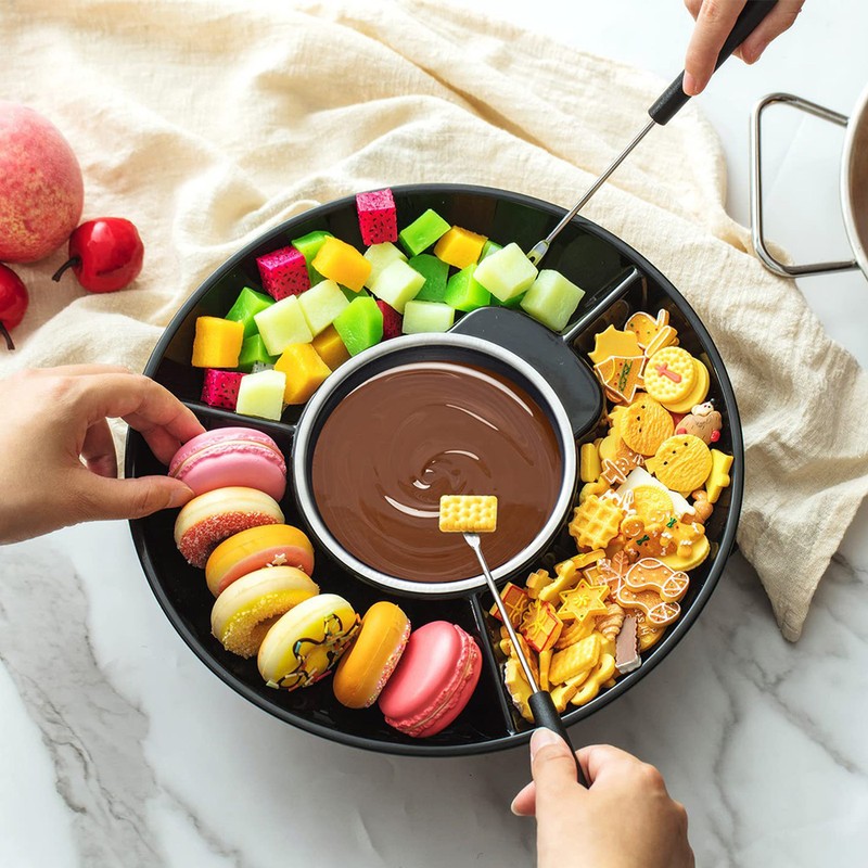 Aoresac Electric Fondue Maker Set With 2 Forks/Removable Serving Tray