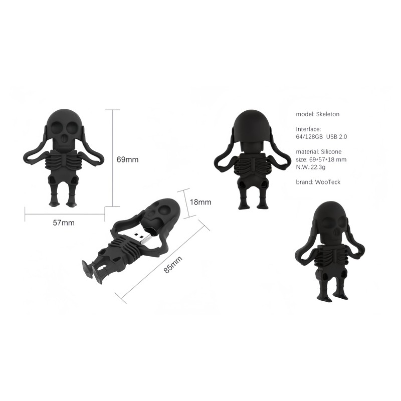 WooTeck 64GB USB Flash Drive Cartoon Skull Skeleton Memory Stick