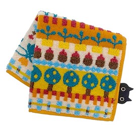 Atsuko Matano 181005-0003-02 Towel Handkerchief (Orange) [100% Cotton] Women's Cat Hand Towel, 9.8 inches (25 cm)