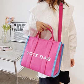 Bolso tote bag mujer,Bolso tote con Correa Desmontable y Cremallera,Bolsa de lona mujer tote bag,bolsa de mano de moda para mujer para viajes, compras, trabajo (Pink)