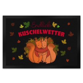 speecheese Endlich Kuschelwetter Autumn Doormat XL in 40 x 60 cm with Squirrel Pair A Colourful and Cute Door Mat for the Hallway in Autumn