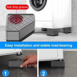 Universal Anti-Vibration Foot Pads for Washing Machines (Pack of 4) Non-Slip Noise and Shock Absorbing Washing Machine Feet for Washing Machines, Refrigerators and Other Appliances