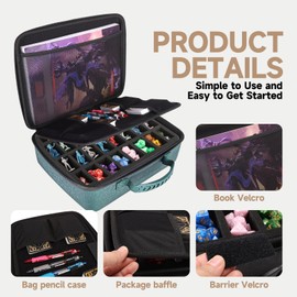 Mumlicha RPG Travel Bag Compatible with Dungeons and Dragons Miniatures, DND Miniatures Storage, Cube Case for DND Dice Set, Miniature Storage Travel Bag Compatible with Warhammer 40k, Green,