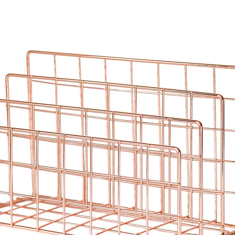 Iron and Metal Letter Holder with Three Grids, Bookcase, Multifunctional