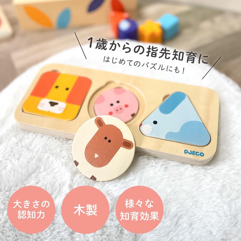 DJECO Anima Basic Molding Puzzle, Inset Puzzle, Shape Matching, Baby