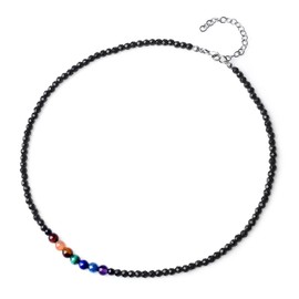COAI Unisex Choker Necklaces Made of 7 Chakras and Gemstones, Onyx, Onyx