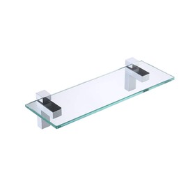 KES Bathroom Tempered Glass Shelf 14" 8MM-Thick Wall Mount Rectangular, Polished Chrome Bracket, BGS3201S35