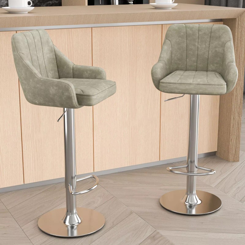 VECELO Bar Stools Set of 2 Adjustable Counter Kitchen Dining