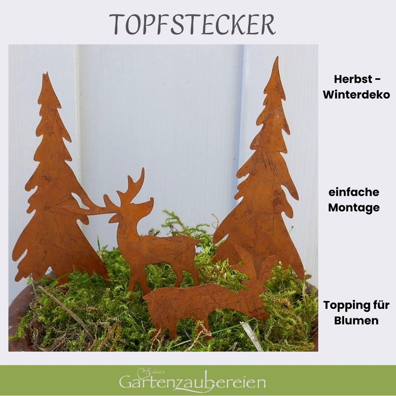 Storm's Gartenzaubereien Elk Christmas Decoration Set of 4 with Fir