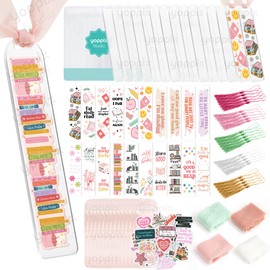 180 Pcs Acrylic Bookmark Blanks- 20 Set Bookmark Making Kit with 20 UV DTF Stickers About Book Lover Theme 20 Tassels 20 Ribbon 80 Bookish Stickers for DIY Your Crafts Gift for Book Lover