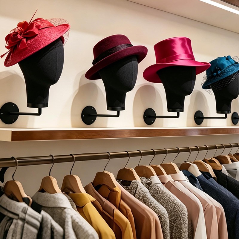 21in Wig Head Wall Mount Mannequin Head for Caps,Canvas Hat