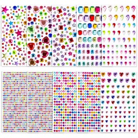 Gicctyble 3500 Stück Glitzersteine Selbstklebend, Strasssteine Selbstklebend, Glitzersteine zum Basteln Verschiedene Formen, Glitzer Sticker für Kinder Handwerke Fotorahmen Grußkarten