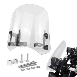 REARACE Adjustable Windscreen Fit for Husqvarna Vitpilen/Svartpilen 401 2017-2023 Adjustable Risers Brackets Motorcycle Windshield (Clear)