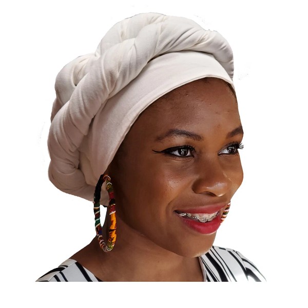 Dupsie's White Modu Hat Pre-tied Head Wrap DP3949PT