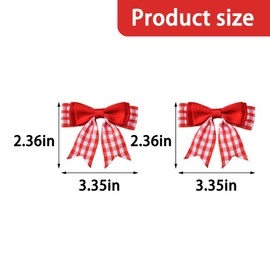 Mini Red Grid Bow Hairclip Small Bows Hairpin Checkered Bow Hairpins for Daughter Granddaughter Ribbon Bowknot Barrette Christmas Xmas Theme Party Favors Buffalo Plaid Hair Accessories 2Pcs