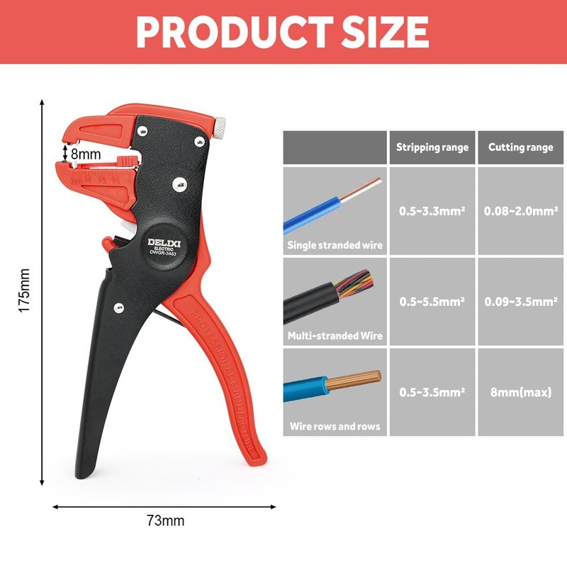 Flintronic Automatic Wire Stripper, Adjustable Cable Stripping Tool, Multifunctional Wire