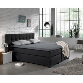 Sleeptime Fitted Sheet Topper Box Spring Bed - 100% Cotton - Flat Sheet for Topper up to 10 cm - Moisture Absorbing and Temperature Regulating - Grey - 160 x 200 cm