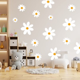 Vgaruint Daisy Wall Decals - Boho Daisy Wall Stickers, Nursery Decor, Kids Room Wall Art, Removable Flower Wall Stickers,Bedroom Living Room Wall Decor(Daisy Deco)