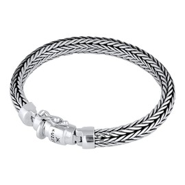 kuzzoi 925 Sterling Silver Round Byzantine Bracelet for Men, Length 7,48 inch, Width 0,28 inch