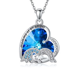 HUKKUN Miscarriage Gifts for Mothers Sterling Silver Mommy of an angel Necklace Infant loss Memorial Gifts for Women
