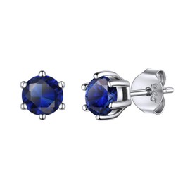 ChicSilver September Birthstone Stud Earrings Sterling Silver Silmulated Sapphire Blue Stone Ear Studs for Women Mum Daughter