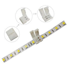 10 Pcs Strip to Strip Unwired Gapless Solderless Snap Down 2 Pin Single Color LED Light Strip Connector for 8mm Wide 3528 2835 Single Color Flex LED Strips