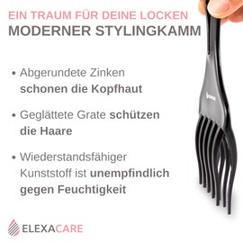 ELEXACARE Styling Comb Afro Comb - Coarse Tooth Finger Styler Comb for Curls and Curly Long Hair