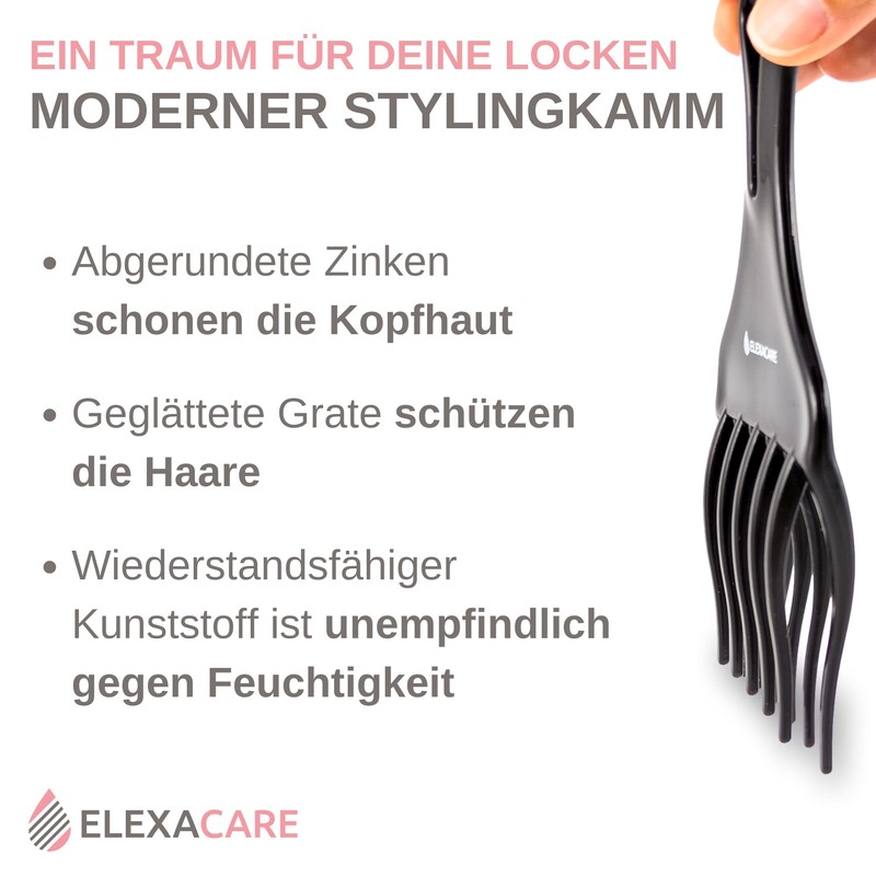 ELEXACARE Styling Comb Afro Comb - Coarse Tooth Finger Styler