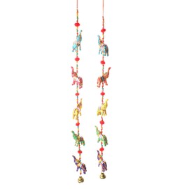 Set of 2 Door Hanging Colorful Decorative Indian 5 Fabric Elephant String for Indian Traditional New Year Festival Home Wall Temple Bedroom Room Home Party Décor Gifting Ideas (Size:-30"/1.66 Feet's)