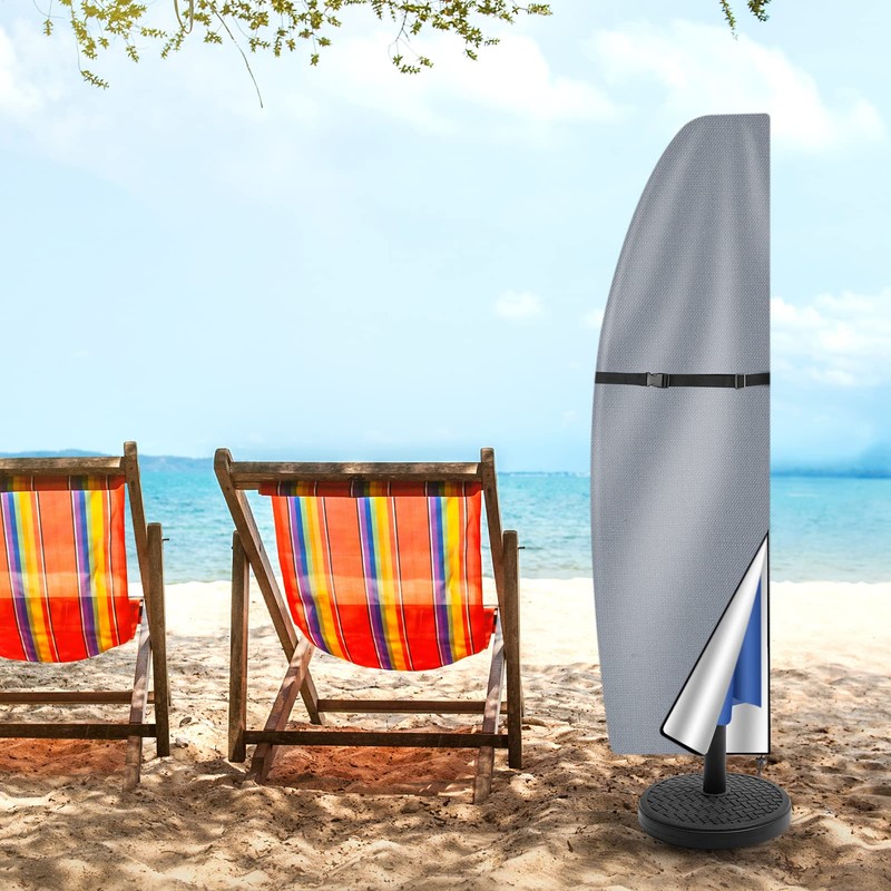 Teynewer Parasol Cover Waterproof, Cantilever Parasol Protective Cover with Telescopic