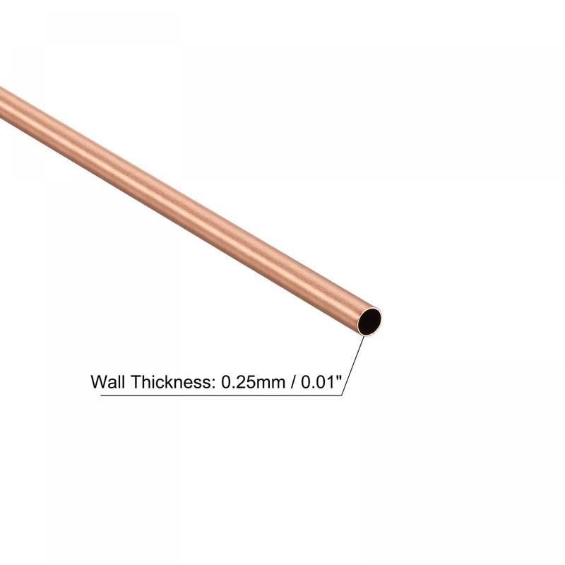 sourcing map Copper Round Tube 3.5mm OD 0.25mm Wall Thickness