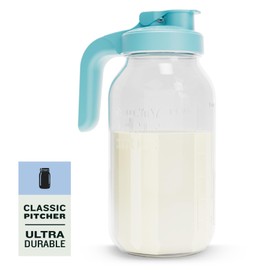 County Line Kitchen Breast Milk Pitcher for Fridge - Wide Mouth, 2 Quart (64 oz) Mason Jar - Heavy Duty Breastmilk Storage Container, Leak Proof, Sturdy - Baby Formula Mixer Pitchers