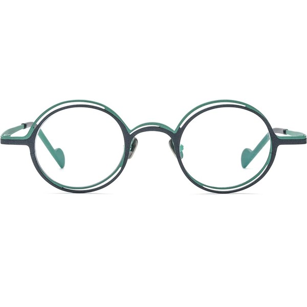 FONEX Colorido marco de anteojos de titanio puro para mujer, retro redondo, 2022, anteojos ópticas clásico F85749, F85749 Verde, 44-25-145