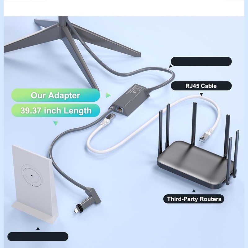 Ethernet Adapter for Rectangle Dish Satellite Internet V2,Starlink to RJ45