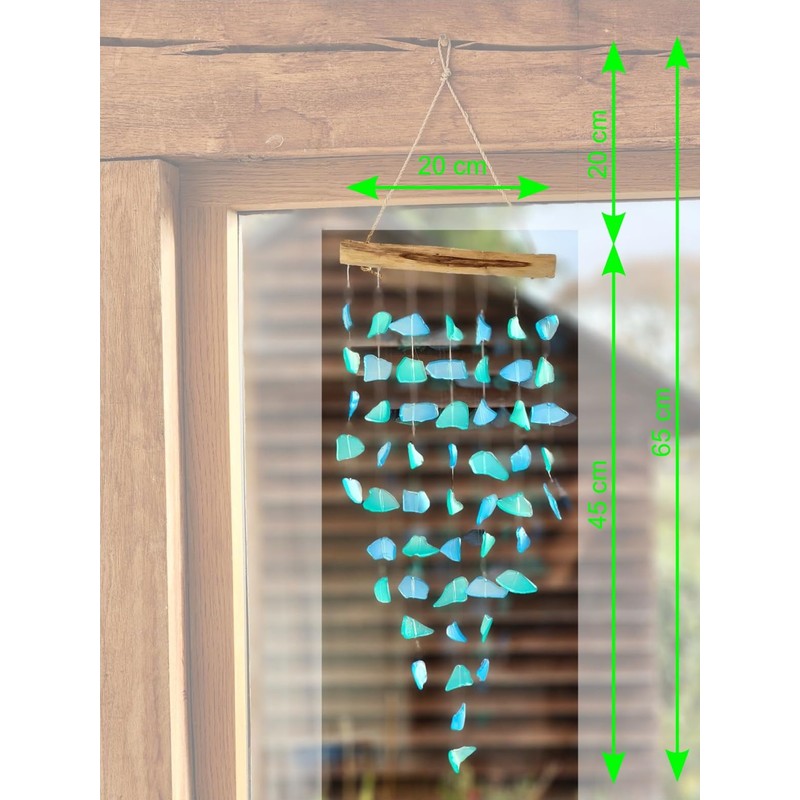 Recycled Glass Driftwood Mobile – Boho Gentle Wind Chime for