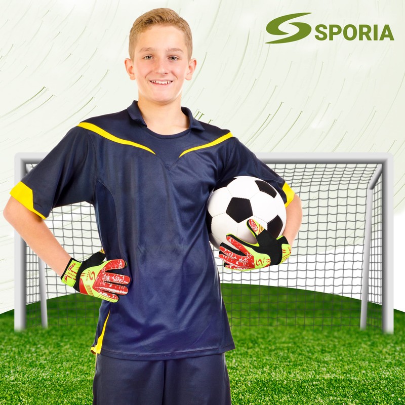 SPORIA Youth Goalie Gloves (Fluorescent Yellow, 7)