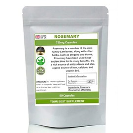 Rosemary Capsules 750mg 100% Natural Pure no additives (High Strength) (90)