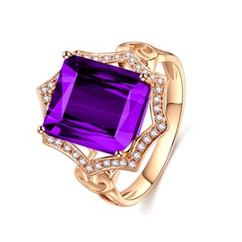 GW Fashion Women Ring Rainbow Color Ring CZ Rings for Women Size in 6# to 10# (Purple, 9)