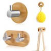 Bztzhm Pack of 2 Wooden Towel Hooks, Wall Hooks, Bamboo