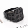 REchoLI Cross Ring for Man,Stainless Steel Black Cross Ring Bold