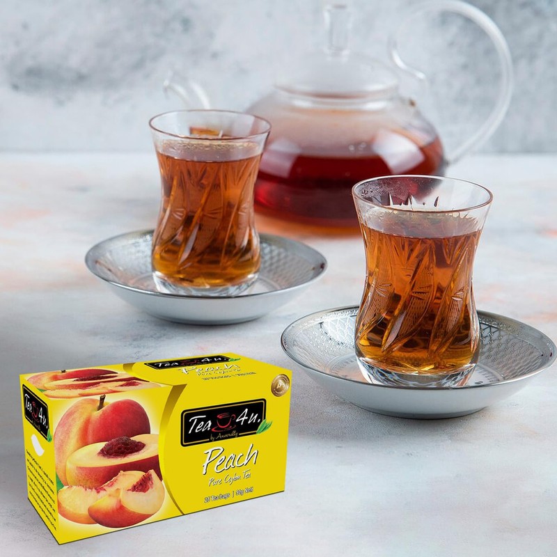 Tea4U Flavored Black Ceylon TeaBags (Peach) - Ideal Quality from
