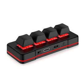 4 Key Mini Keypad USB Wired & BT Wireless Mini Keyboard Customized Programmable Computer Keyboard Mouse for Video Game Control Office Work Sheet Music Page Turner HID (Black)