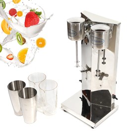 Commercial Stainless Steel Milk Shake Machine, Stainless Steel Electric Milkshake Maker, Double Head Drink Mixer 180W 110V 18000r/min (Double Head 18000r/min)