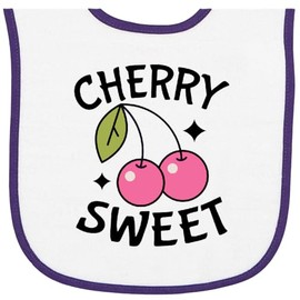 inktastic Cherry Sweet Cherries Baby Terry Cloth Bib White and Purple 4658d
