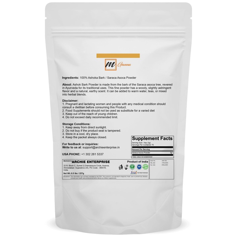 100% Natural Ashoka Bark/Saraca Asoca Powder for Health and Skin
